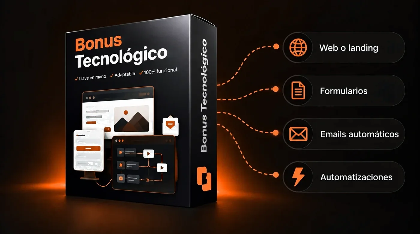 Bonus Tecnológico: web o landing, formularios, emails automáticos y automatizaciones